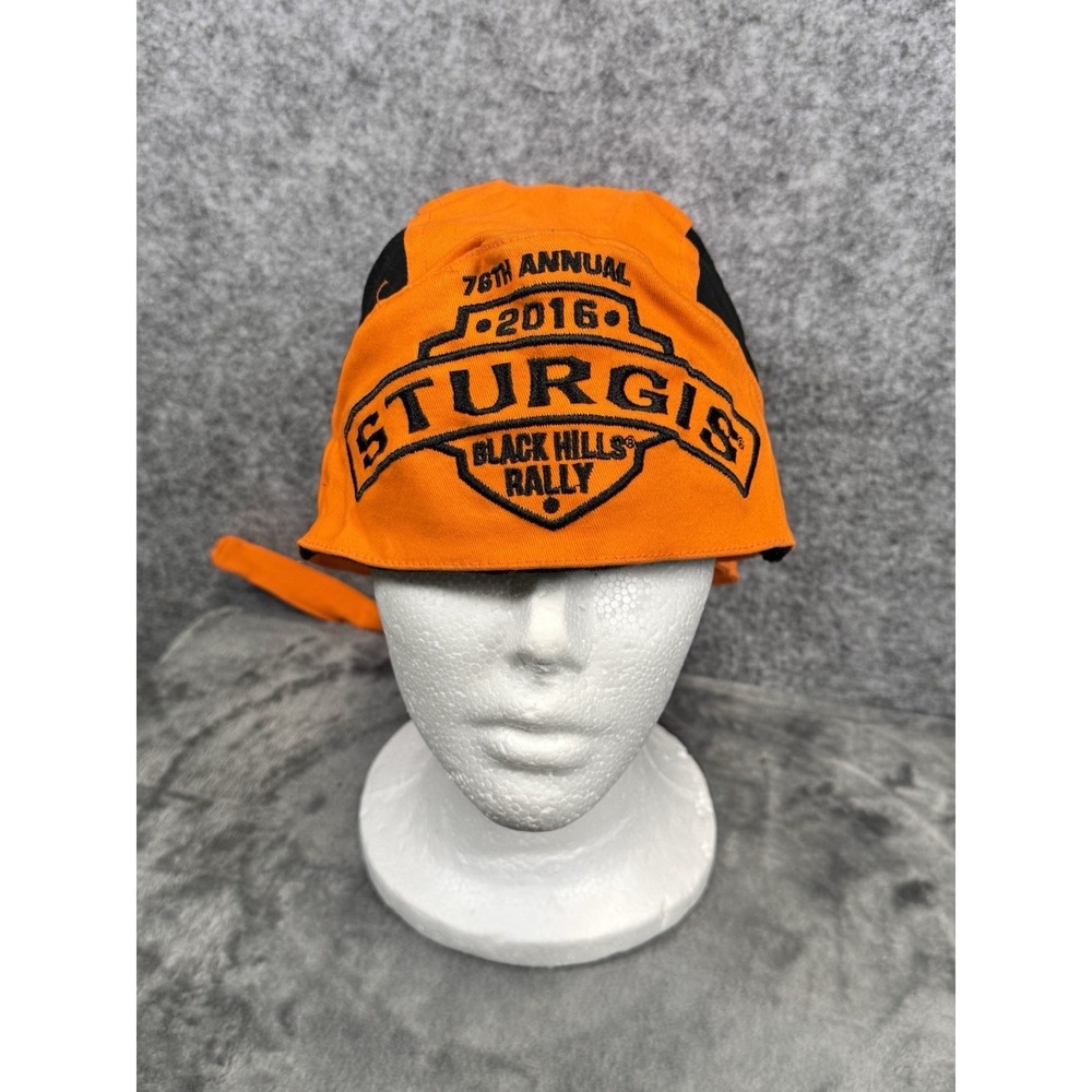 76th Annual 2016 Sturgis Black Hills Rally Biker Headwrap Orange Black‎ Do rag
